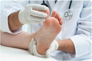 A patient receiving bunion treatment near Heckler, IL.